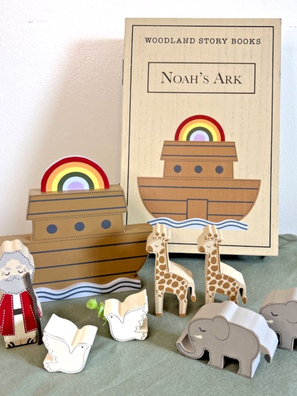Noah’s Ark Woodland Story Books Handcrafted Wooden Interactive Gift Set